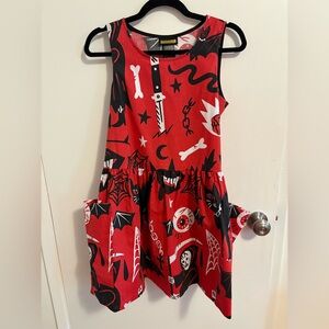 Nooworks Red and Black Pippa Print Big Pocket Dress